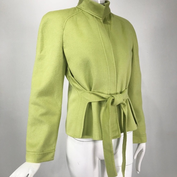 AUTH Vintage Valentino Green Cashmere Wool Front Tie Jacket | Made in Italy Sz 6 - Picture 13 of 17